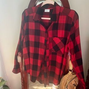 Red/Black Plaid Button Down Shirt